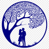 Romantic Tree Hug SVG Clip Art A stylized illustration of a tree embracing a couple in a romantic gesture.