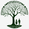 Couple's Tree Hug Icon An artistic vector representation of a tree embracing two lovers in a romantic gesture.