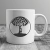 Intertwined Hearts and Leaves Design A pair embracing beneath a lush tree branch with intertwined leaves.