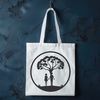 SVG Stylized Tree with Lovers Embracing Trunk A stylized illustration of a tree with intertwined lovers embracing its trunk.