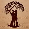 Symbolic Tree of Romance Illustration Illustration of a tree with intertwined lovers embracing under its branches.