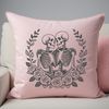 Romantic Bone Designs for Valentine's Day A pair of skeletal figures holding a rose, designed as a Valentine's Day graphic.