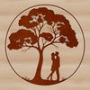 Embracing Figures Tree Silhouette A stylized illustration of a tree with embracing figures, perfect for Valentine's Day or wedding decor.