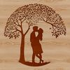 Interconnected Lovers Under a Tree A stylized illustration of intertwined lovers standing under a tree, symbolizing love and unity.