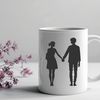 Intertwined Lovers Under Blooming Tree A stylized illustration of intertwined lovers under a blooming tree, perfect for wedding or Valentine's Day designs.