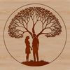 Couple's Tree Silhouette A stylized illustration of an intertwined tree representing love and partnership.