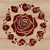 A realistic illustration of a rose with love hearts integrated into the design.