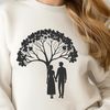 Interlaced Lovers in Bloom A stylized illustration of a tree with intertwined lovers, suitable for wedding and Valentine's Day designs.