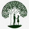Love Entwined Tree Silhouette A stylized illustration of intertwined tree branches forming a heart shape, symbolizing love and partnership.