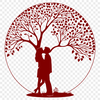 Intertwined Branches Valentine's Gift An illustration of intertwined tree branches with two figures embracing, suitable for Valentine's Day or wedding decorations.