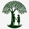 Stylized Branches of Devotion A stylized illustration of a tree with intertwined lovers' branches, suitable for Valentine's Day or wedding decorations.