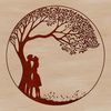 Beautiful Pair Holding Hands Amidst Branches A pair of embracing lovers standing beneath the boughs of a large tree, with intertwining branches and roots.