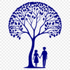 Eternally Entwined Tree Illustration A stylized illustration of a tree with intertwined branches and leaves, symbolizing eternal love.