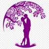 Couple's Tree Embrace A pair of lovers embracing under the branches of a tree, symbolizing love and unity.