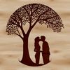 Enchanted Forest Union A stylized illustration of two intertwined figures surrounded by foliage under a tree, symbolizing love and union.