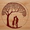 Embracing the Love Symbol An illustration of two figures embracing under the branches of a stylized tree, symbolizing love and connection.