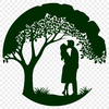 Whispers of Love in Bloom A pair of embracing figures surrounded by foliage, symbolizing eternal love.