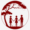 Romantic Tree Hug Illustration A stylized illustration of two figures embracing under a tree, suitable for Valentine's Day or wedding decor.