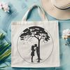 Romantic Branches Vector Graphic A stylized illustration of a tree with intertwined branches and roots, often associated with love and relationships.