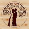 Valentine's Day Tree Decoration Design A stylized illustration of a tree with embracing figures, suitable for Valentine's Day or wedding decorations.