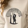 Vector Tree of Love Design An abstract design featuring a tree with two embracing figures, created using vector graphics.