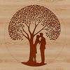 Symbolic Tree of Devotion An illustration of a tree with intertwined branches and leaves, symbolizing love and connection.