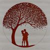 Beautiful Valentine's Day Design An intricate design featuring two intertwined lovers surrounded by lush foliage and a heart-shaped crown.