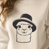 South American Alpaca Illustration Close-up illustration of a South American alpaca wearing a hat.