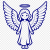 Free Digital Angel Clip Art A winged figurine with a benevolent expression, created as a digital vector graphic.