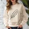 An intricately designed feather graphic with clean lines and precise details.