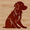 Friendly Golden Retriever Vector A vector illustration of a sitting Golden Retriever dog, suitable for digital design projects.