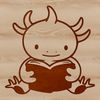 Whimsical Axolotl Reading Scene Axolotl salamander sitting on a stack of books with a reading pose.