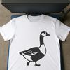 A detailed illustration of a goose in a minimalist silhouette style.