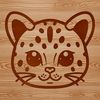 Ocelot Face Clip Art Design A simple line drawing of an ocelot's head, a wild animal species.