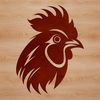 Farmer's Favorite Graphic A stylized illustration of a chicken's head with detailed feathers and beak.