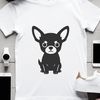 A vector illustration of a small Chihuahua dog in a simple silhouette style.