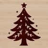 Illustrated Christmas tree with ornaments and lights, suitable for digital designs and crafts.