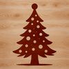 A minimalist vector graphic representation of a Christmas tree in a decorative setting.