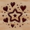A stylized star design with interlocking love hearts, suitable for Christmas and Xmas projects.