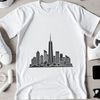 Urban Landscape SVG Illustration A digital illustration of a city skyline with sleek skyscrapers and bustling streets, suitable for vector design.