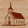 A 2D illustration of a traditional Protestant church architecture, suitable for vector graphics.