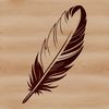 A single white feather with delicate curves and soft edges.