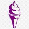 A colorful illustration of a cone-shaped scoop of ice cream on a white background.