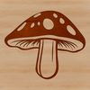 A stylized illustration of a mushroom, suitable for vector graphic applications.