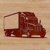 An illustration of a semi truck with wheels and trailer.