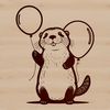 A detailed illustration of an otter in a naturalistic pose.