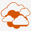 A stylized illustration of a white cumulus cloud against a light blue background, suitable for digital designs.