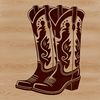 A pair of traditional cowboy boots made from leather, featuring intricate stitching and decorative elements.