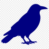 A vector illustration of a crow perched on a branch, depicted in simple outline form.