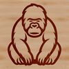 Simple Animal Icon SVG Download Simple line drawing of a gorilla sitting on the ground.